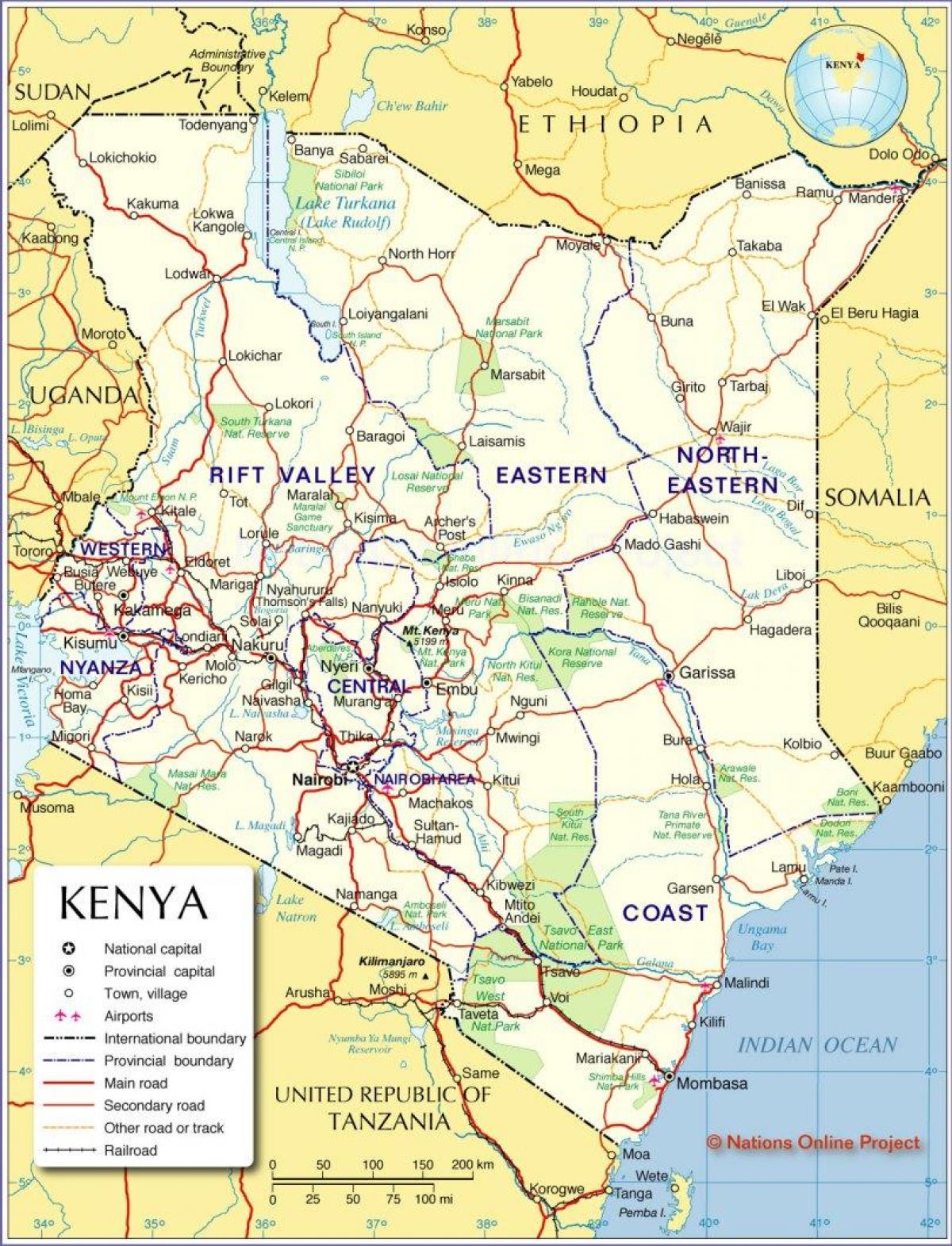kaart van de internationale Kenia