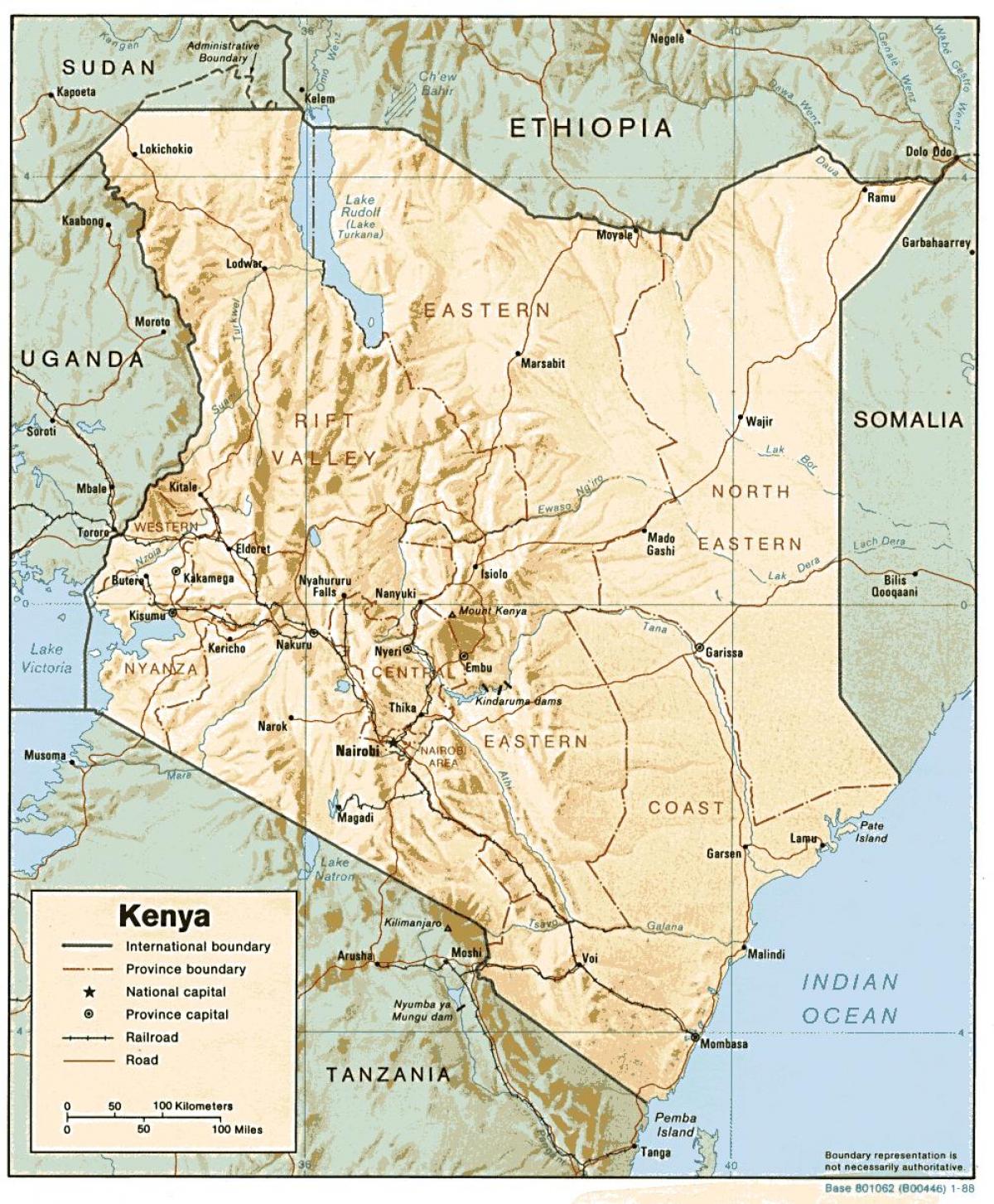kaart van Kenia waarop grote steden