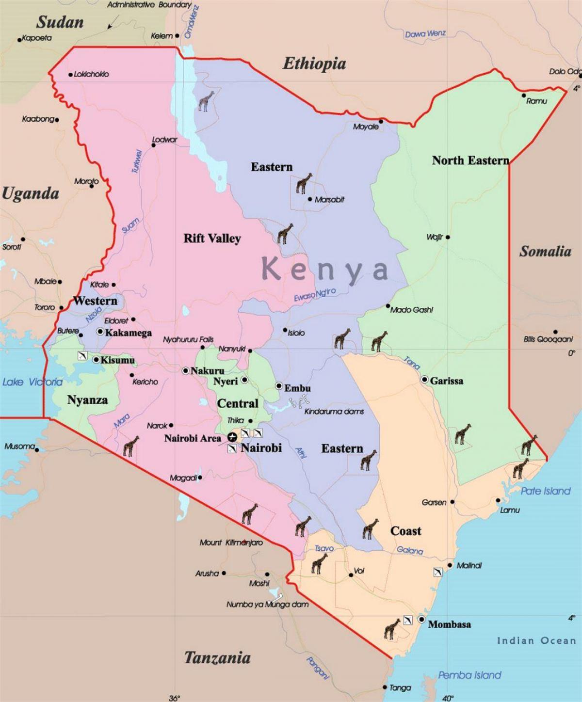 een kaart van Kenia