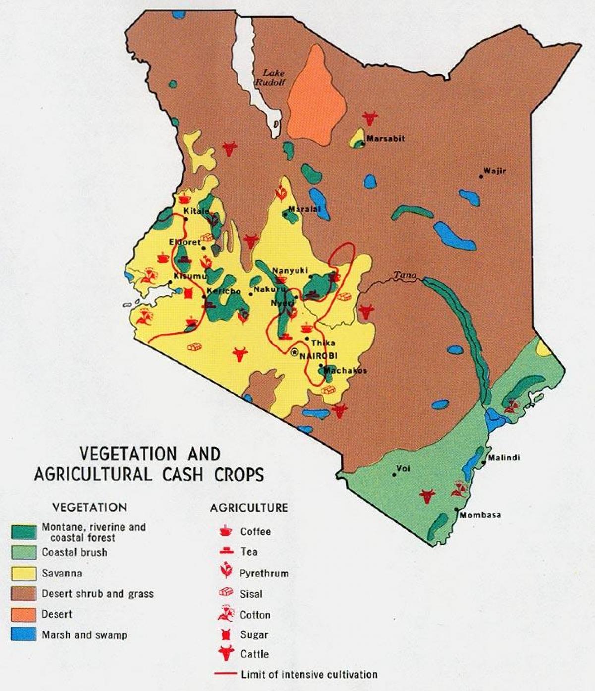 kaart van Kenia natuurlijke hulpbronnen