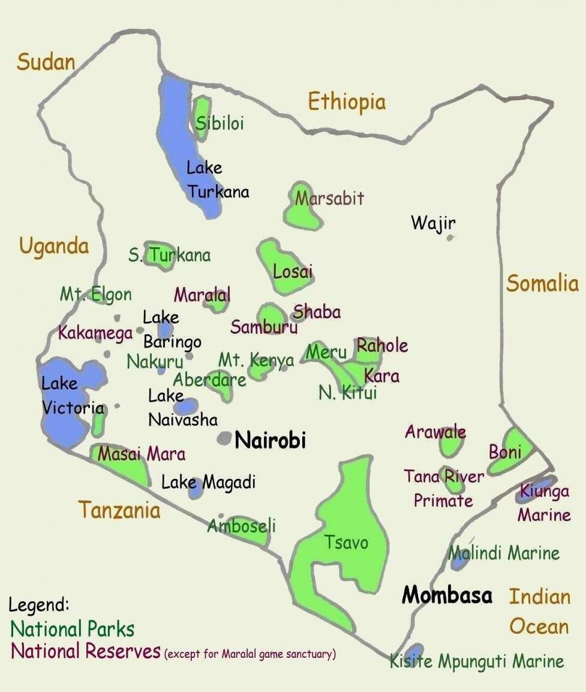 kaart van meren in Kenia