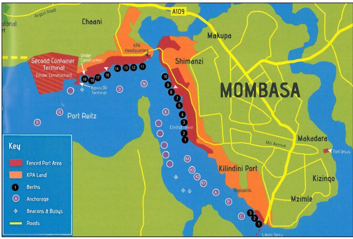 kaart van mombasa Kenia
