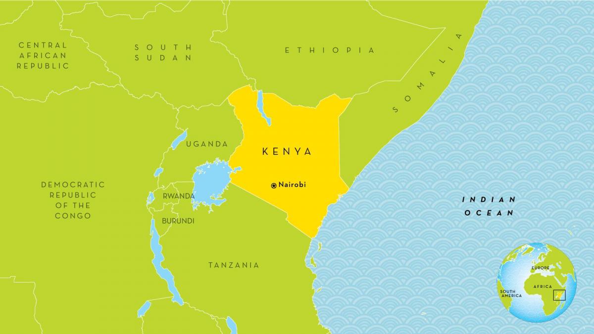 nairobi-Kenia op de kaart