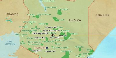 Kaart van Kenia nationale parken en reservaten