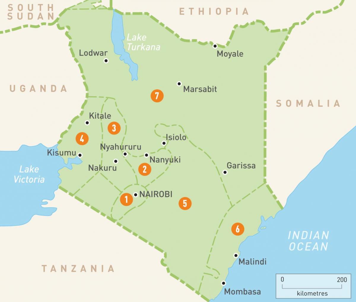 kaart van Kenia tonen provincies