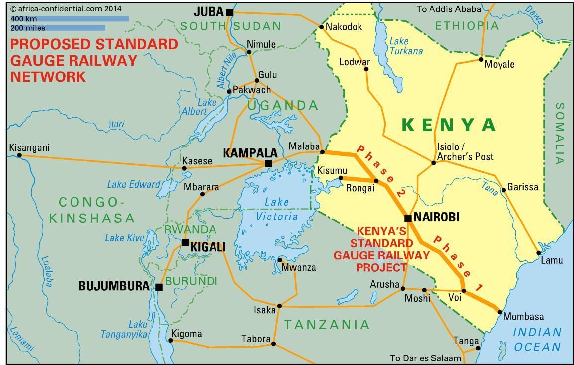 Kenia standaard gauge railway kaart
