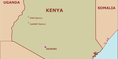 Kaart van eenvoudige kaart van Kenia