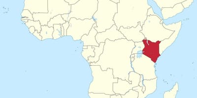 Kaart van afrika met Kenia gemarkeerd