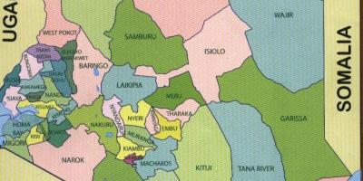 De districten van Kenia kaart