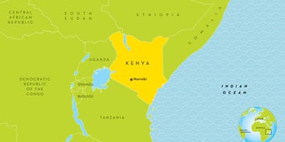 Kaart van Kenia en omringende landen