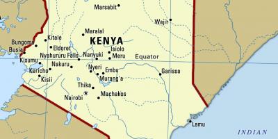 Kaart van Kenia met steden