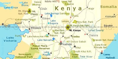 Kenia toeristische attracties kaart