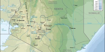Kenia-kaart in relief
