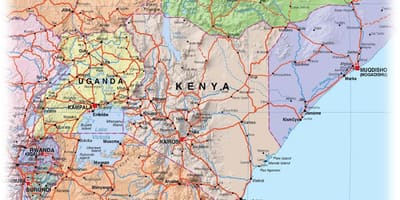 Kaart van de Kenya highlands