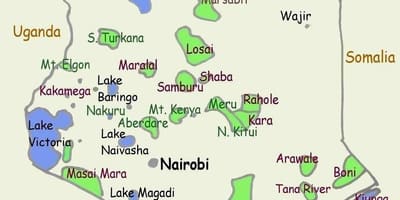 Kaart van meren in Kenia