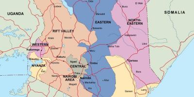 Kaart van de politieke kaart van Kenia