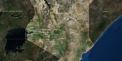 Kaart van satelliet kaart van Kenia